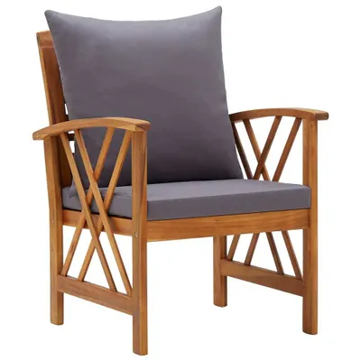 Image de VidaXL 310268, Terrasse, Siège couvert, Bois d'acacia, Gris, Polyester, 590 mm