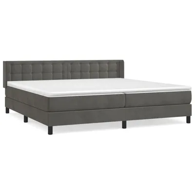 Produktbild von Boxspringbett mit Matratze Dunkelgrau 200x200 cm Samt
