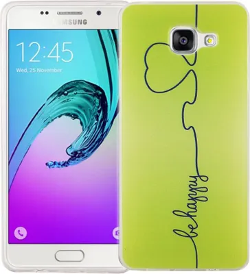 Produktbild von Handy Hülle für Samsung Galaxy A5 2016 Cover Case Schutz Tasche Motiv Slim Silikon TPU Be Happy Grün