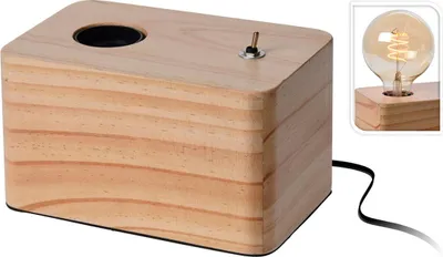 Image de Lampe à Base De Bois 20x20x8,8cm