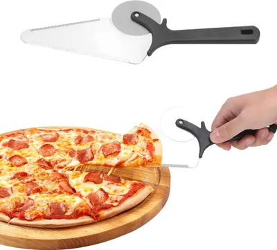 Produktbild von Krájač na pizzu, šupka na pizzu, krájač na pizzu z nehrdzavejúcej ocele, šupka na pizzu z nehrdzavejúcej ocele, multifunkčný krájač na pizzu