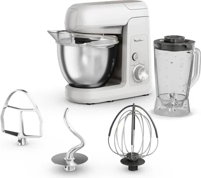 Zdjęcie produktu dla Moulinex Bake Partner QA521B25, 4,6 l, Stal nierdzewna, Biały, Przyciski, Obrotowy, 1,25 l, Bić, Blendowanie, Ugniatać, Miksowanie, Stal nierdzewna