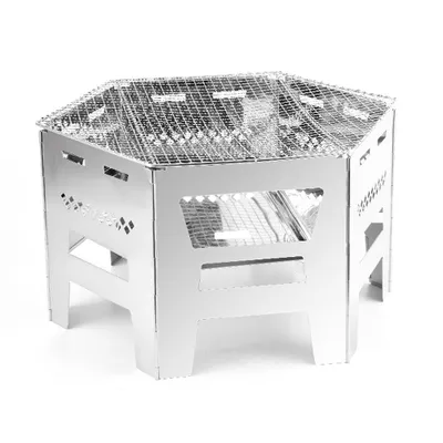 Produktbild von Faltbarer BBQ-Grill, tragbarer Holzkohlegrill, Holzofen aus Edelstahl fuer Camping im Freien