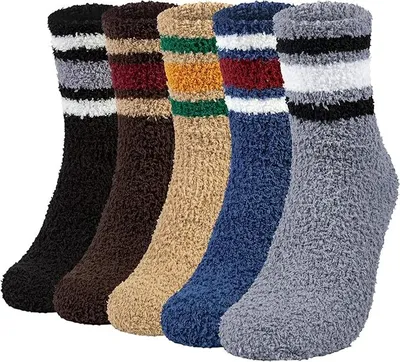 Produktbild von 5 Paar Kuschelsocken Herren Bettsocken Kuschel Flauschig Weiche Socken Haussocken Warme Dicke Business Herren Socken 42-47(EU)