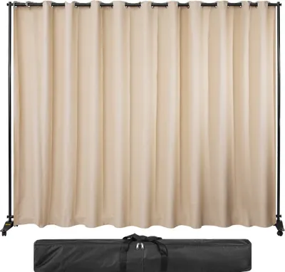 Produktbild von Trennwand für Vorhänge 300,5 x 257,5 cm - Raumteiler-Set Mit Aluminiumlegierungsrahmen - Verdunkelungsvorhang - Tragbare Oxford-Tasche Inklusive - Erweiterbarer Privacy Screen - 4 Rollen.