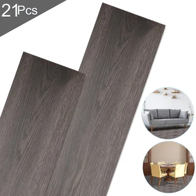 Produktbild von ISOISL 3 m² PVC Vinylboden Bodenbelag Vinyl Laminat Selbstklebend Dielen Planke Rutschfest Wasserfest 21 Stück Vinyl-Dielen Holzmaserung Dielen (Dunkelgrau)