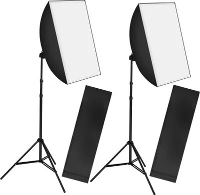 Produktbild von sada 2 studiových světel se softboxem, stativem a brašnou - černá
