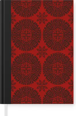 Produktbild von MuchoWow® Notizbuch Tagebuch Haushaltsbuch Notebook A5 Chinesisch - Muster - Rot - Notizblock - Notizheft - Notebook - Schreibblock - Papier
