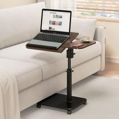 Produktbild von Höhenverstellbarer C-förmiger Beistelltisch mit Rollen - Laptopständer für Sofa und Bett