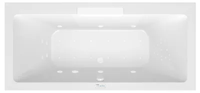 Produktbild von Polysan CASCATA Whirlpool-Badewanne, 185x85x45cm, Kaskade Weiß, Highline Hydro-Air, Chrom