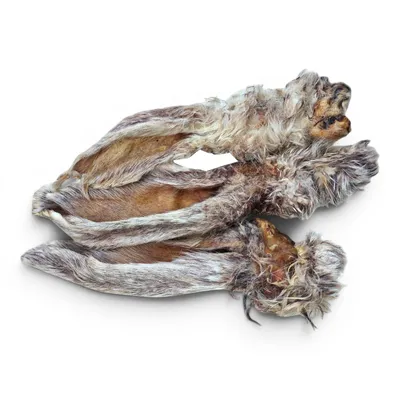 Produktbild von 1 kg Kaninchenohren mit Fell Hundesnack Kausnack getrocknet
