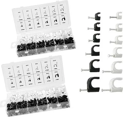 Immagine prodotto di Set di 780 fermacavi (2 scatole assortimento assortite, nero/bianco)