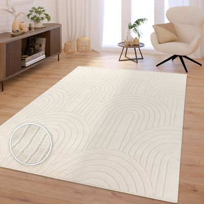 TT Home Wohnzimmer Teppich Schlafzimmer Hochflor Skandinavisch Uni Boho Waschbar Größe 240x340 cm