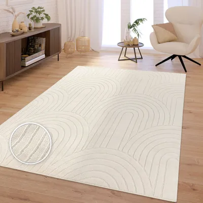 Produktbild von TT Home Wohnzimmer Teppich Schlafzimmer Hochflor Skandinavisch Uni Boho Waschbar Größe 240x340 cm