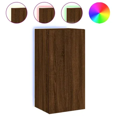 Productafbeelding van Tv-wandmeubel met LED-verlichting 40,5x35x80 cm bruineikenkleur