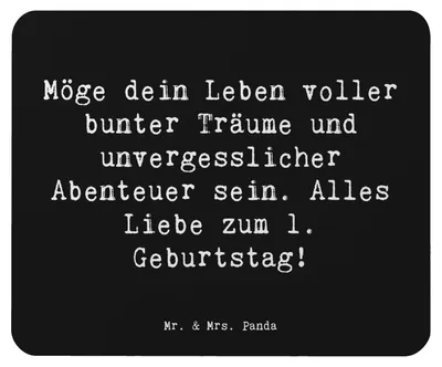 Produktbild von Mr. & Mrs. Panda Mauspad Spruch Alles Liebe zum 1. Geburtstag - Schwarz - Geschenk, Happy Birthday, pc mausunterlage, Alter, Geburtstagsgeschenk, Lebensabschnitt