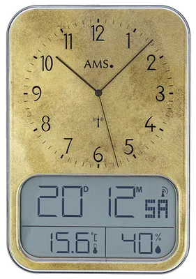 Produktbild von AMS F5891M Funkuhr mit digitaler LCD-Anzeige und Raumklimadaten