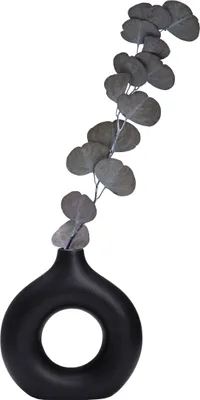 Produktbild von QUVIO Donut-Vase - Vasen - Keramikvase - Vase schwarz - Vasen schwarz - Runde Vase - Keramikvase- Vase rund - Donut-Vase schwarz- Vase 19 cm