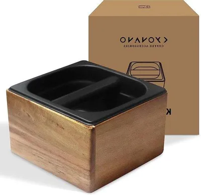 Produktbild von Famanu Afklopbox aus Akazienholz und Edelstahl - robuste Espresso-Abklopfbüchse