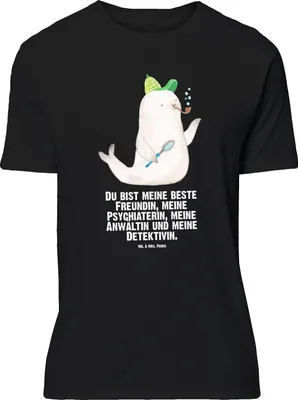 Produktbild von Mr. & Mrs. Panda Tshirt Robbe Sherlock - Schwarz - Geschenk, große Größen T-Shirt, in XXL, Shirt, Oversize, Lustige Sprüche