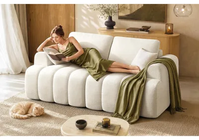 Produktbild von VASAGLE Modulares 2-Sitzer Sofa, Rahmenlose Chenille Couch für Wohnzimmer, 176 x 92 x 85 cm, Weiß