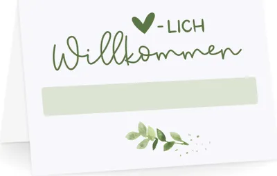 Produktbild von Platzkarten "Herzlich Willkommen" Greenery – 25 Stück