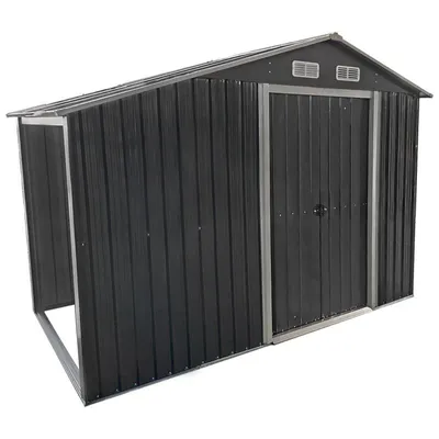 Produktbild von 4iQ Stabiler Stahl Geräteschuppen 130x279x196 – 3,5 m² Blechschuppen mit Holzschuppen