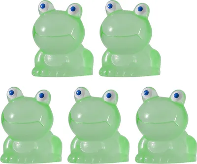 Produktbild von 5 Stück Frosch-Ornamente, lebendiges Bild, Kunstharz, Miniatur-Landschaftsornament, bunt, im Dunkeln leuchtender Frosch, Heimbedarf-Grün