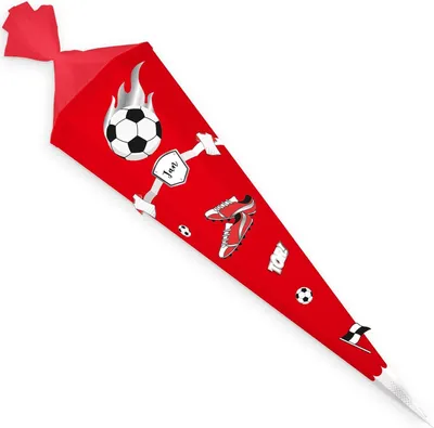 Produktbild von itenga DEKO-SET FUSSBALL rot weiss mit Bastel SCHULTÜTE 85 cm sechseckig rot