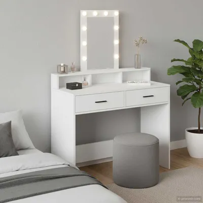 Produktbild von "SALE 2026"Schminktisch - modernes Design - Kosmetiktisch/Frisiertisch mit Speicher Weiß 100x41x140cm Holzwerkstoff NEU227821 - Schminktische
