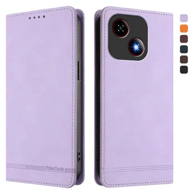 Image de Etui pour ZTE Blade A35E, étui rétro en cuirPolyuréthaneavec support et fentes pour cartes Violet