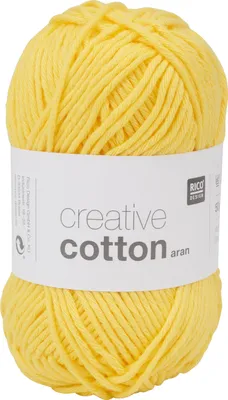 Produktbild von Rico Design Creative Baumwolle aran, Aran, Leicht, Gelb, Baumwolle, 85 m, 60 °C