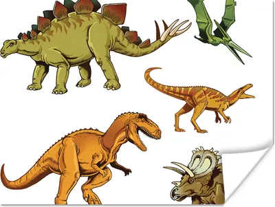 Produktbild von MuchoWow® Poster Dinosaurier - Zeichnung - Jungen - Kinder 120x90 cm - Wandbild