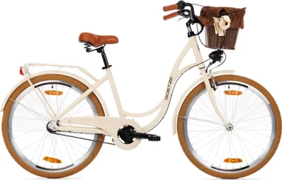 Produktbild von Goetze Style 26 Zoll City Bike, 17 Zoll ALU Tiefeinsteigerrahmen, 3-Gang Shimano Nexus, V-Bremse, LED-Beleuchtung, Komfortsattel, Rattankorb