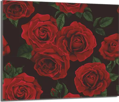 Produktbild von Herdabdeckplatte 60x52 Glaskeramikkochfeld Abdeckung Spritzschutz Glasplatte Deko Schneidebrett, Rosen Rot