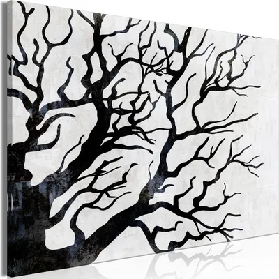 Produktbild von Italienischer Leinwand Leinwandbild - Cold Nature (1 Part) Wide 60x40 cm Blätter b-C-0845-b-a