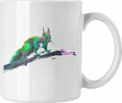 Produktbild von Trendation - Eichhörnchen Tasse Polygon Grafik Geschenk Grafiken (Weiß)