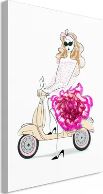Produktbild von Italienischer Leinwand Leinwandbild - Girl on a Scooter (1 Part) Vertical 20x30 cm Menschen h-A-0166-b-a