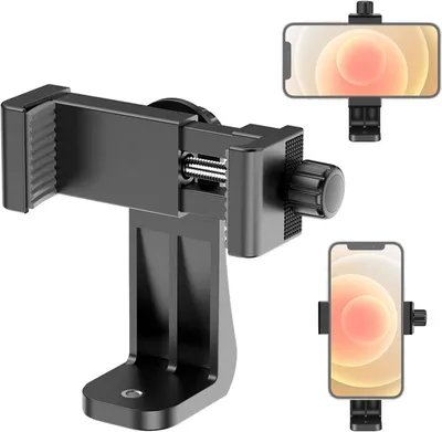 Produktbild von 2 Lammcou Stativhandyhalterung Handy Stativ Adapter Zubehör für Stativ Selfie Stick Einbeinstativ, vertikale und horizontale Handy-Halter Tripod Smartphone Clip Mount