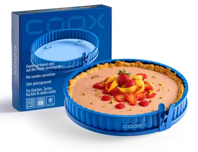 Quicheform 26 cm mit Glasboden und Glasfüßen, Blau