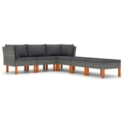 Produktbild von vidaXL 6-tlg. Garten-Lounge-Set mit Kissen Poly Rattan Grau