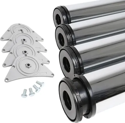 Produktbild von 4er Set Tischbeine Chrom glänzend ø 80mm Höhe 710mm Möbelfüße Tischstempel