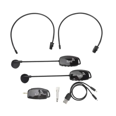 Immagine prodotto di Cuffia microfonica wireless con cancellazione del rumore, sistema microfonico ricaricabile a doppia cuffia da 2,4 G per il palco dell'insegnante