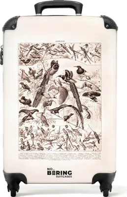 Obrázek produktu pro NoBoringSuitcases.com® Kufr Příruční zavazadlo Trolley Rolling suitcase Malý cestovní kufr na 4 kolečkách - Vintage - Birds - Animals - Black and white - Illustration - Cabin Size < 55x40x23 cm & 55x40x20 cm - Photo suitcase - Cabin suitcase - Board luggagePříruční zavazadlo Kufr 55x35x20 cm, 36L,