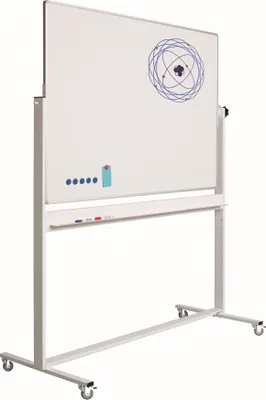 Produktbild von Magnetische doppelseitige Drehtafel Whiteboard für intensive Nutzung | HxB 90x120cm | 4x Rollen | 360° drehbar und auf jeden Winkel einstellbar | Emaillierter Stahl | Weiß