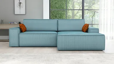 Produktbild von Ecksofa TOR mit Schlaffunktion. Farbe: Lagoon.