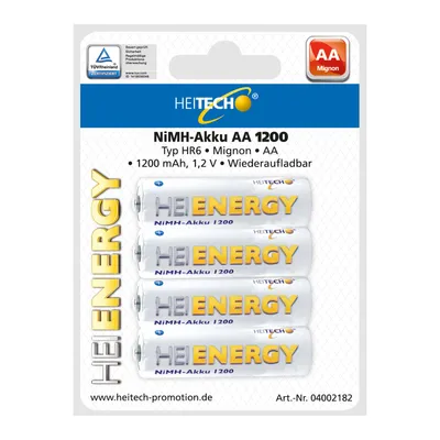 Image de Batterie rechargeable NIMH HR6/Mignon/AA, 1 200 maH