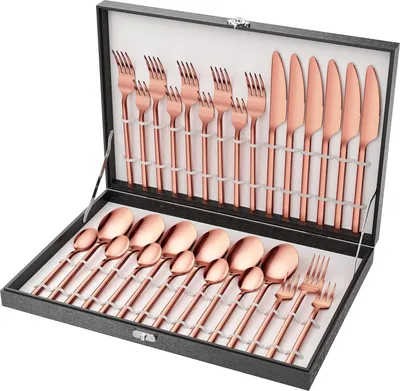 Produktbild von 30-teiliges Besteckset aus Edelstahl für 6 Personen in Roségold