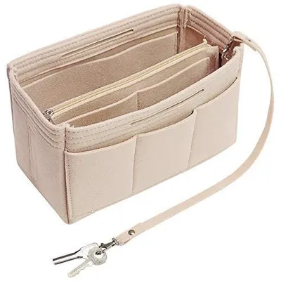 Imagen del producto de Organizador de bolso de fieltro para modelos Speedy y Neverfull (beige, tamaño grande)