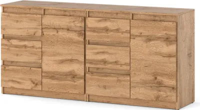 Zdjęcie produktu dla Komoda Drewniana Duża 6 Szuflad Dąb Wotan Szafka 160Cm Pojemna Na Ubrania